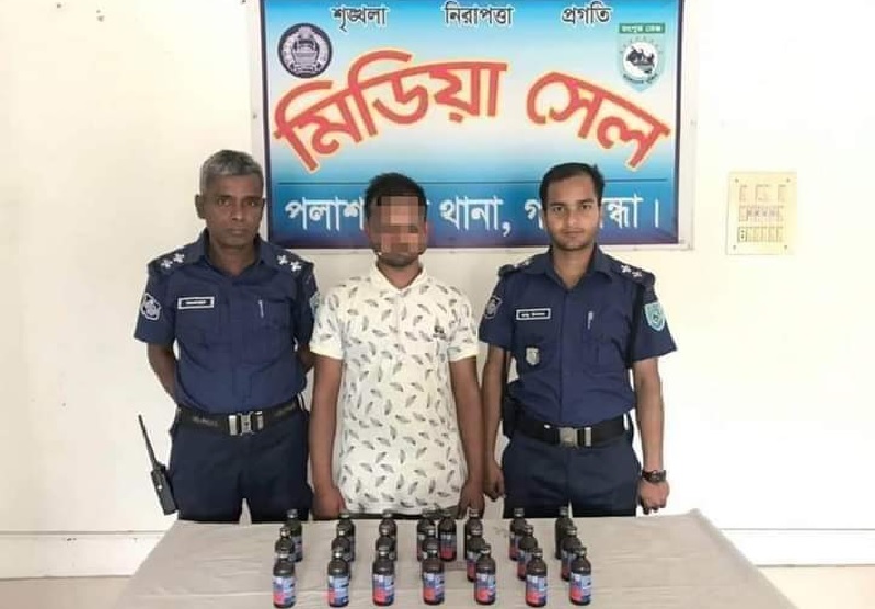 পলাশবাড়ীতে ২২ বোতল ফেনসিডিলসহ মাদক ব্যবসায়ী গ্রেফতার