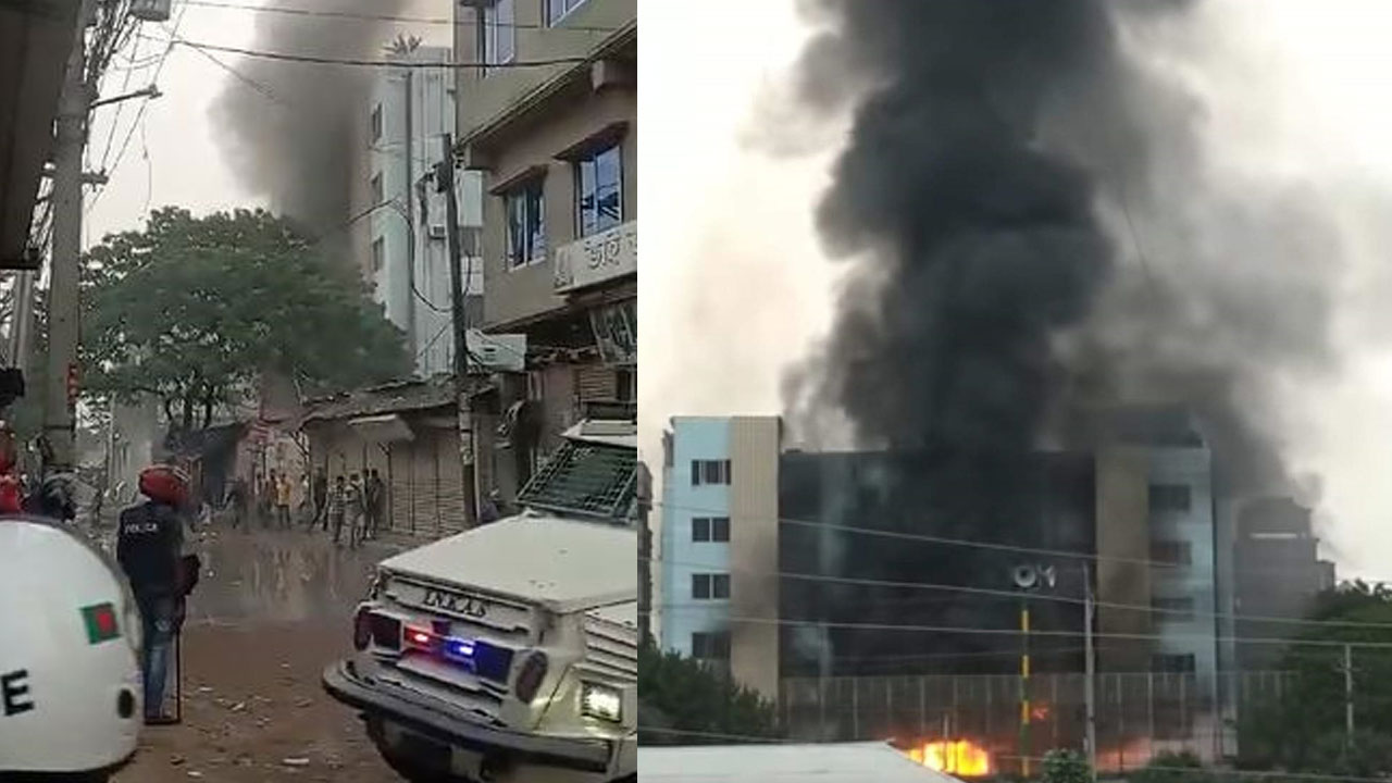 গাজীপুরে পোশাক কারখানা ও ঝুটের গুদামে আগুন দিলেন শ্রমিকরা