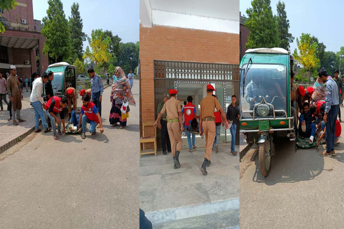 ভাঙা পা নিয়ে হাবিপ্রবি কেন্দ্রে পরীক্ষা দিলেন মাহাবুব