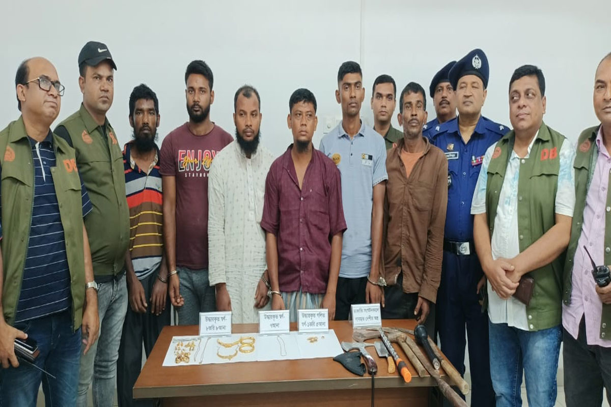 নড়াইলে ৬ আন্তঃজেলা ডাকাতসহ ৮জন গ্রেফতার,স্বর্নলংকার উদ্ধার