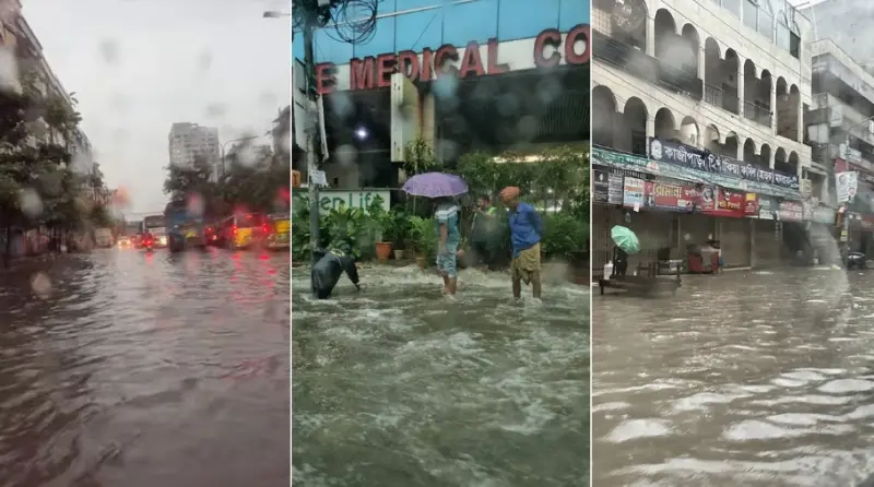 ঢাকায় অবিরাম বর্ষণে জলমগ্ন শহর, যানজটে ভোগান্তি